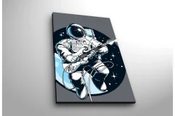Canvastavla med LED-belysning - Astronaut som spelar gitarr i rymden
