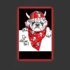 Canvastavla med LED-belysning - Bulldog i vikinghjälm med röd bandana och dödskallar