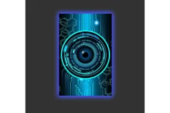 Canvastavla med LED-belysning - Abstrakt komposition med cirkulära mönster och teknologiska inslag
