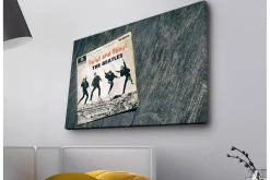Canvastavla med LED-belysning - Vintage skivomslag med The Beatles i aktion