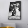 Canvastavla med LED-belysning - Storslagen elefant i svartvitt