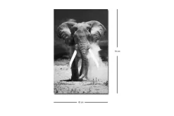 Canvastavla med LED-belysning - Storslagen elefant i svartvitt