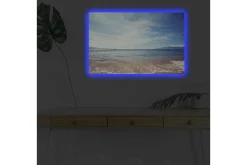 Canvastavla med LED-belysning - Vacker havsutsikt med klarblå himmel och mjuka vågor