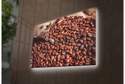 Canvastavla med LED-belysning - Rika kaffebönor i en naturlig miljö