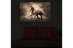 Canvastavla med LED-belysning 45x70 cm - Stolt häst i rörelse