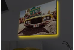 Canvastavla med LED-belysning - Klassisk amerikansk bil i retrostil