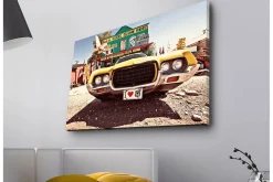 Canvastavla med LED-belysning - Klassisk amerikansk bil i retrostil