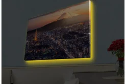 Canvastavla med LED-belysning - Storslagen vy över Tokyo med Fuji berget i bakgrunden vid solnedgång