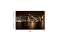 Canvastavla med LED-belysning - Storslagen stadsbild av en skyline med upplysta skyskrapor