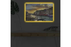 Canvastavla med LED-belysning - Vacker vy över en venetiansk kanal vid solnedgången