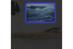 Canvastavla med LED-belysning - Kraftfull havsvåg med skummande toppar