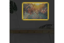 Canvastavla med LED-belysning - Blommande grenar i mjukt ljus
