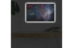 Canvastavla med LED-belysning - Färgrik galax med stjärnor och nebulosor