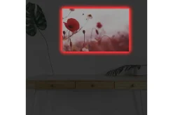 Canvastavla med LED-belysning - Röd vallmo i en mjukt suddig blomsteräng