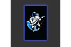 Canvastavla med LED-belysning - Astronaut som spelar gitarr i rymden