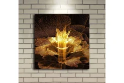 Canvastavla med LED-belysning 40x40 cm - Ljusstrålande blomma i abstrakt stil