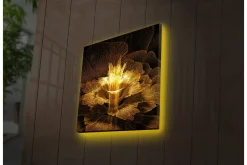 Canvastavla med LED-belysning 40x40 cm - Ljusstrålande blomma i abstrakt stil