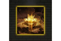Canvastavla med LED-belysning 40x40 cm - Ljusstrålande blomma i abstrakt stil