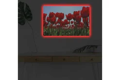 Canvastavla med LED-belysning - Färgrik tulpanfält i full blomning