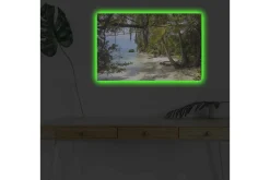 Canvastavla med LED-belysning - Tropisk strand med palmer och klart vatten