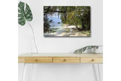 Canvastavla med LED-belysning - Tropisk strand med palmer och klart vatten