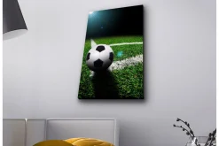 Canvastavla med LED-belysning - Fotboll på grön gräsmatta