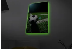 Canvastavla med LED-belysning - Fotboll på grön gräsmatta