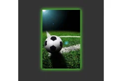 Canvastavla med LED-belysning - Fotboll på grön gräsmatta