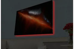 Canvastavla med LED-belysning - Storslagen rymdscen med nebulosor i varma färger