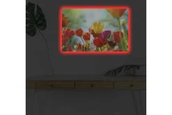Canvastavla med LED-belysning - Färgrik bukett av tulpaner