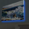 Canvastavla med LED-belysning - Dramatiska vågor som kraschar mot klippor vid havet