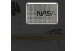 Canvastavla med LED-belysning - Grafisk representation av NASA-logotypen på rutigt mönster