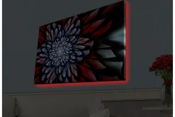 Canvastavla med LED-belysning - Abstrakt blomma med djupa färger