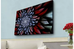 Canvastavla med LED-belysning - Abstrakt blomma med djupa färger