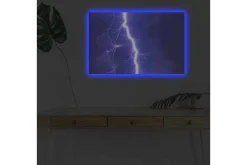 Canvastavla med LED-belysning - Blixtrande himmel med dramatiska moln