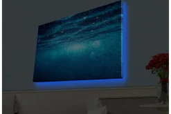 Canvastavla med LED-belysning - Djupblå havslandskap med ljusreflexer
