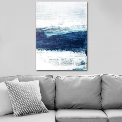Canvastavla 70x100 cm - Abstrakt landskap med blå och vita nyanser som skapar en känsla av djup och rörelse