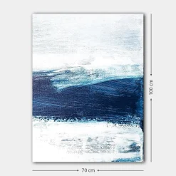 Canvastavla 70x100 cm - Abstrakt landskap med blå och vita nyanser som skapar en känsla av djup och rörelse