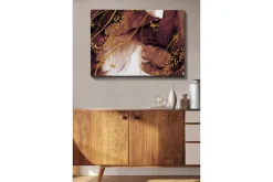 Canvastavla 70x100 cm - Abstrakt konstverk med flödande former och guldinslag