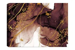 Canvastavla 70x100 cm - Abstrakt konstverk med flödande former och guldinslag