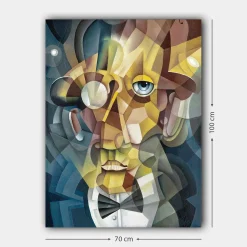 Canvastavla 70x100 cm - Abstrakt porträtt av en man med en elegant kostym och en uttrycksfull blick