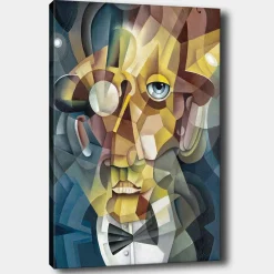 Canvastavla 70x100 cm - Abstrakt porträtt av en man med en elegant kostym och en uttrycksfull blick