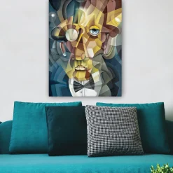 Canvastavla 70x100 cm - Abstrakt porträtt av en man med en elegant kostym och en uttrycksfull blick