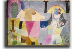 Canvastavla 70x100 cm - Abstrakt komposition med geometriska former och mjuka färger som skapar en drömlik atmosfär