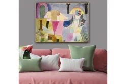 Canvastavla 70x100 cm - Abstrakt komposition med geometriska former och mjuka färger som skapar en drömlik atmosfär
