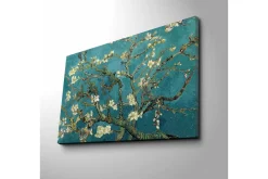 Canvastavla 70x45 cm - Blommande kvistar mot en turkos bakgrund