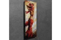 Canvastavla 30x80 cm - Dansande kvinna med röd klänning
