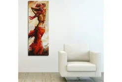 Canvastavla 30x80 cm - Dansande kvinna med röd klänning