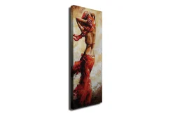 Canvastavla 30x80 cm - Dansande kvinna med röd klänning