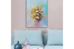 Canvastavla 70x100 cm - Färgglad bukett med blommor i olika nyanser
